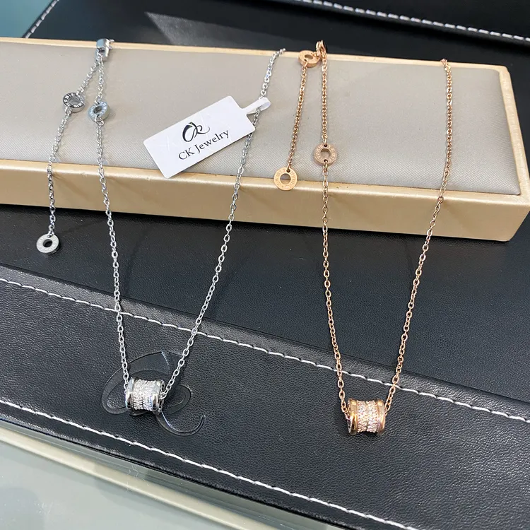 CK 钛钢项链 双排钻罗马数字小蛮腰男女项链轻奢高级感情侣毛衣链