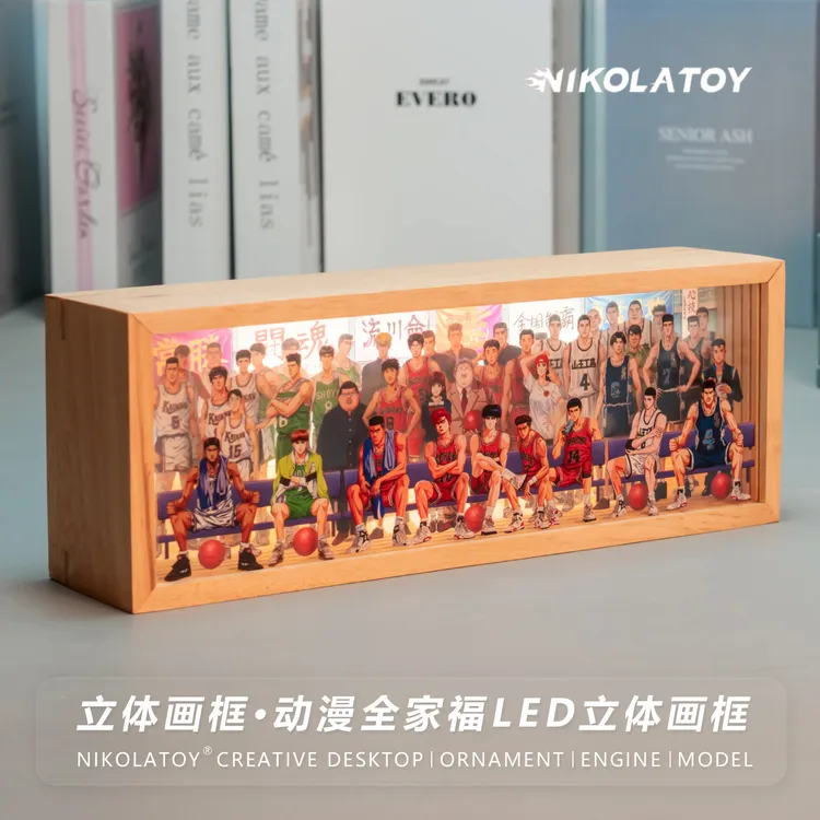 NIKOLATOY动漫灌篮 海贼 火影等立体全家福LED画框内置锂电池