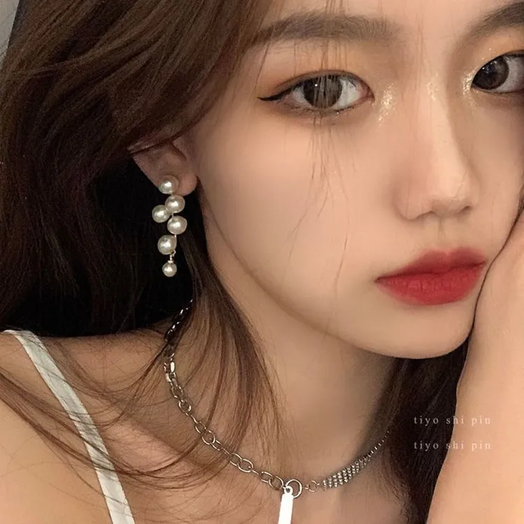 合金耳饰 珍珠耳环韩国东大门时尚个性简约耳坠网红气质设计感