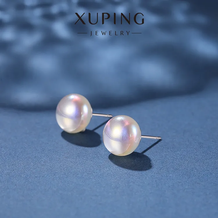 XUPING/旭平首饰 合金仿珍珠耳饰 饰品小众设计高级感白色人鱼姬