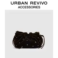 URBAN REVIVO2025秋季新款女士哑光丝绒钉珠单肩包UAWB50223