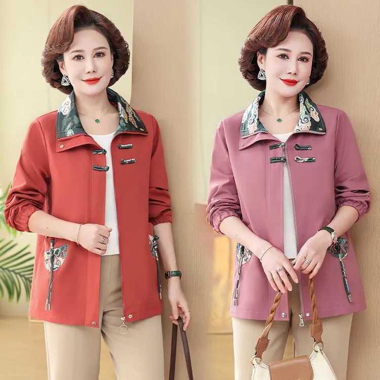 妈妈装春秋季新款外套休闲到岁中老年女装洋气二八月外穿衣服