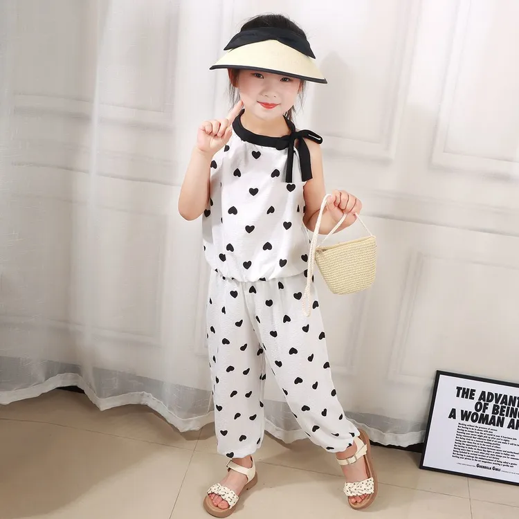 女童吊带套装2025夏季宝宝防蚊裤两件套儿童洋气网红薄款夏装衣服