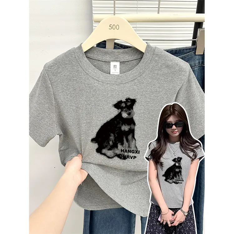 复古美式大码显瘦正肩短袖t恤女夏装胖mm时尚高弹力内搭修身上衣