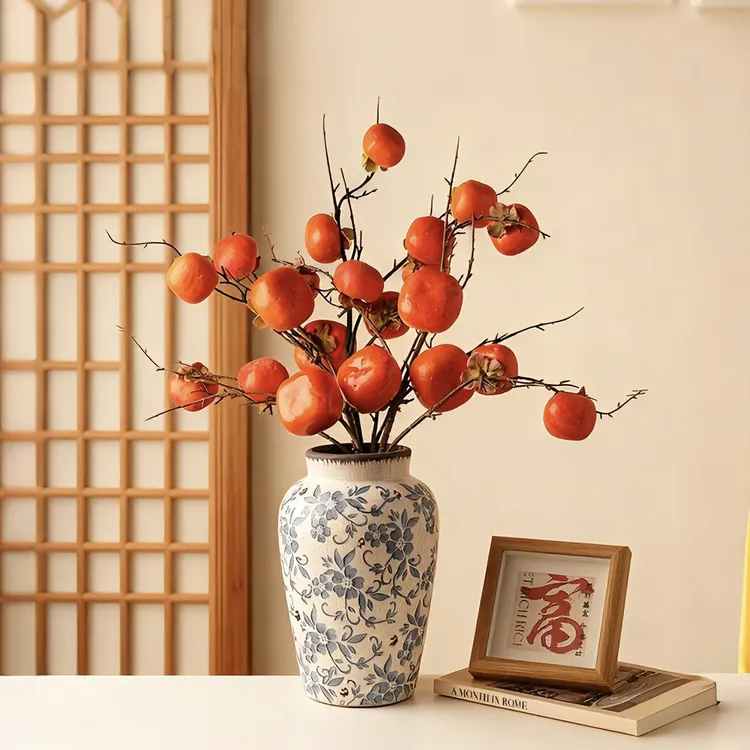冰裂纹陶瓷花瓶中式摆件复古青花瓷乔迁新居禅意喜庆花艺花器装饰