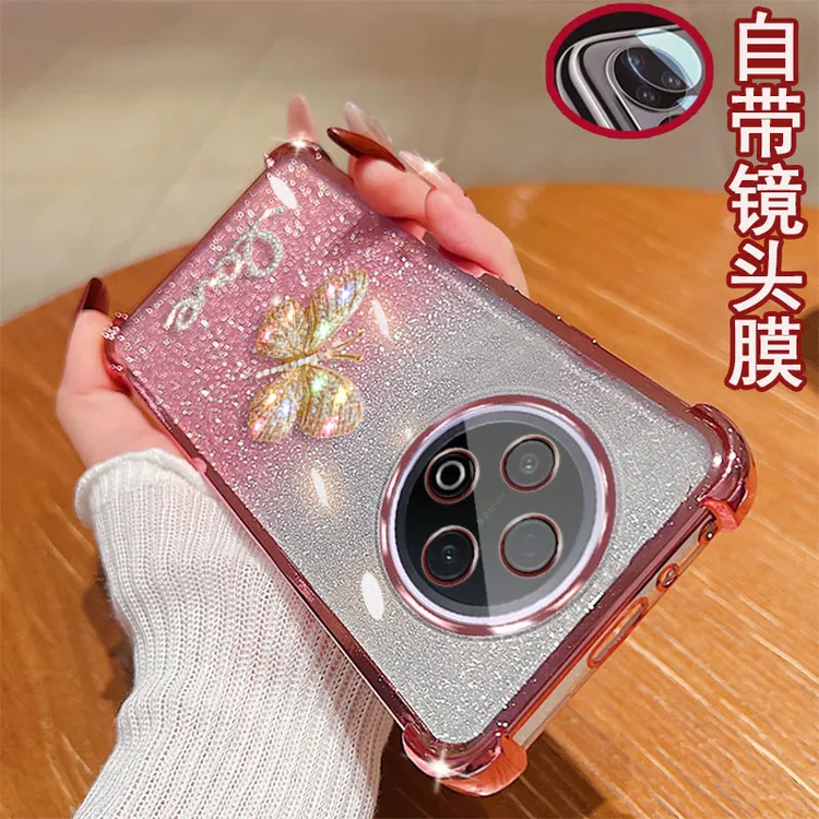 适用于vivo y500手机壳镜头全包边镶钻蝴蝶气囊防摔保护套女款