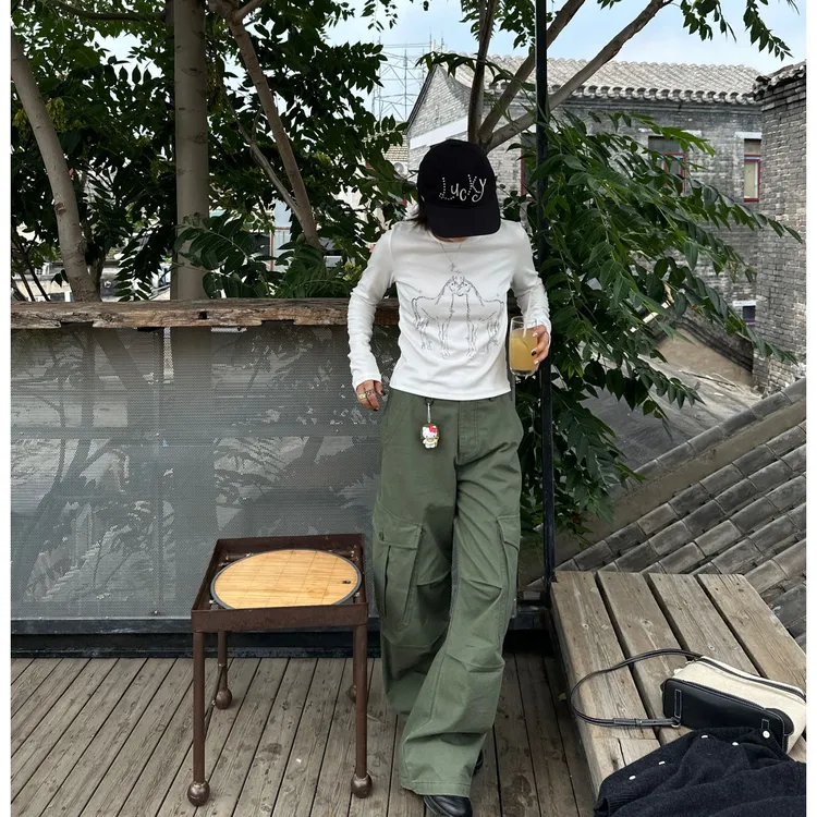 Our2【小马长袖】休闲复古长袖印花宽松T恤【X5602】
