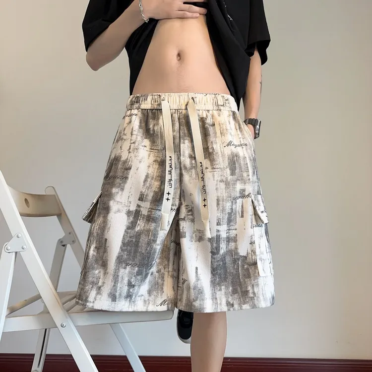 美式宽松工装短裤男款夏季直筒宽松五分裤oversize宽松运动中裤