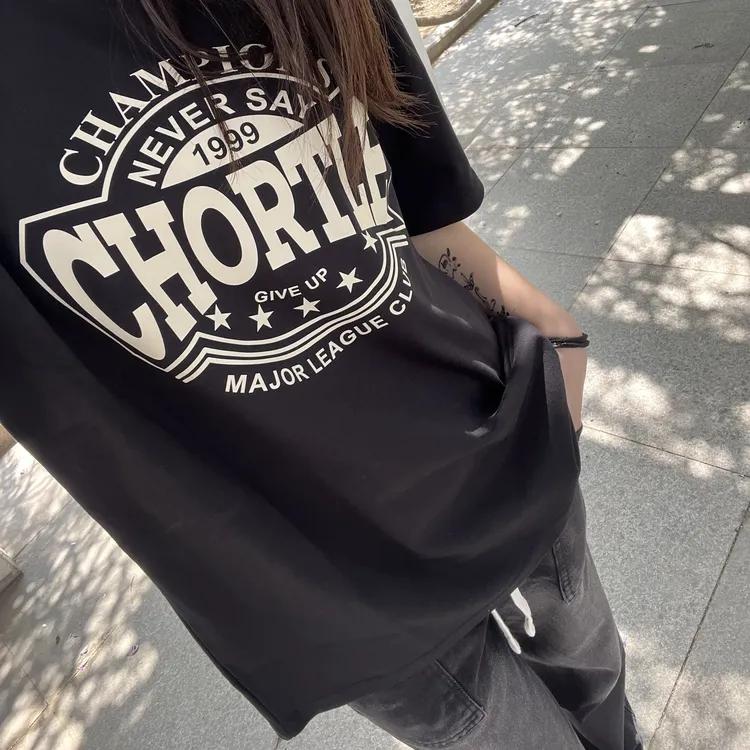 美式潮牌纯棉字母印花夏季圆领新款短袖T恤百搭潮流半袖衣服