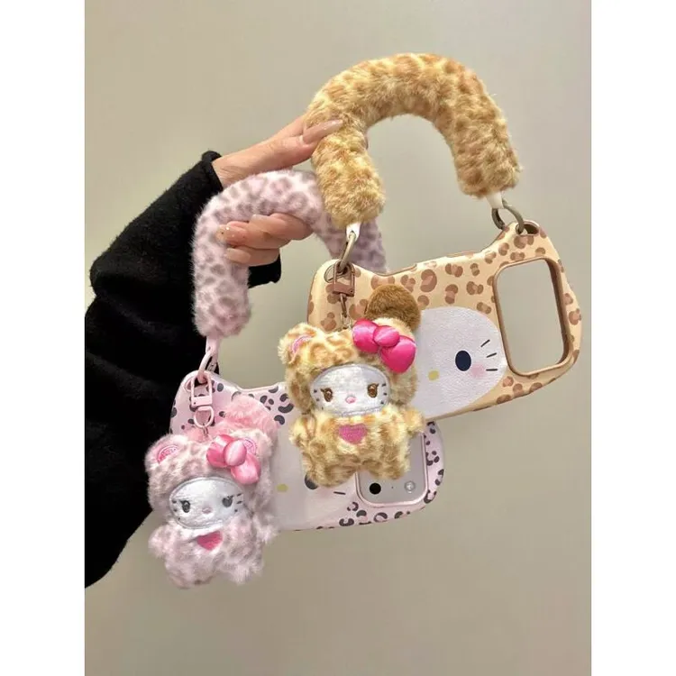 韩系复古粉黄豹纹猫咪表情适用ihone17promax苹果16p手机壳15新款