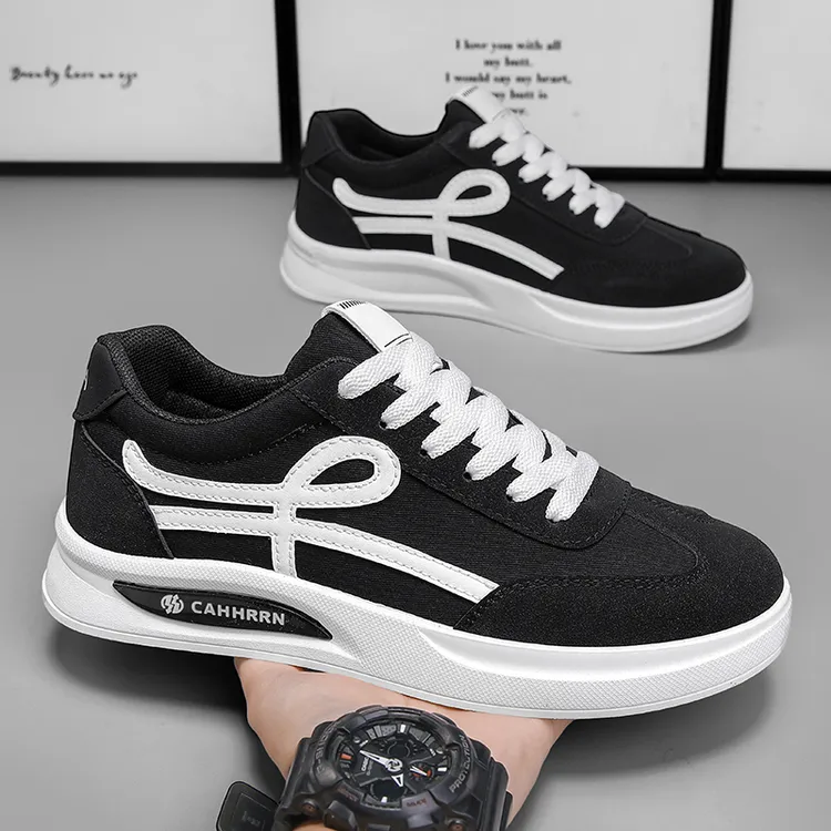 男士秋季休闲板鞋2025新款透气帆布鞋潮流百搭小众男鞋