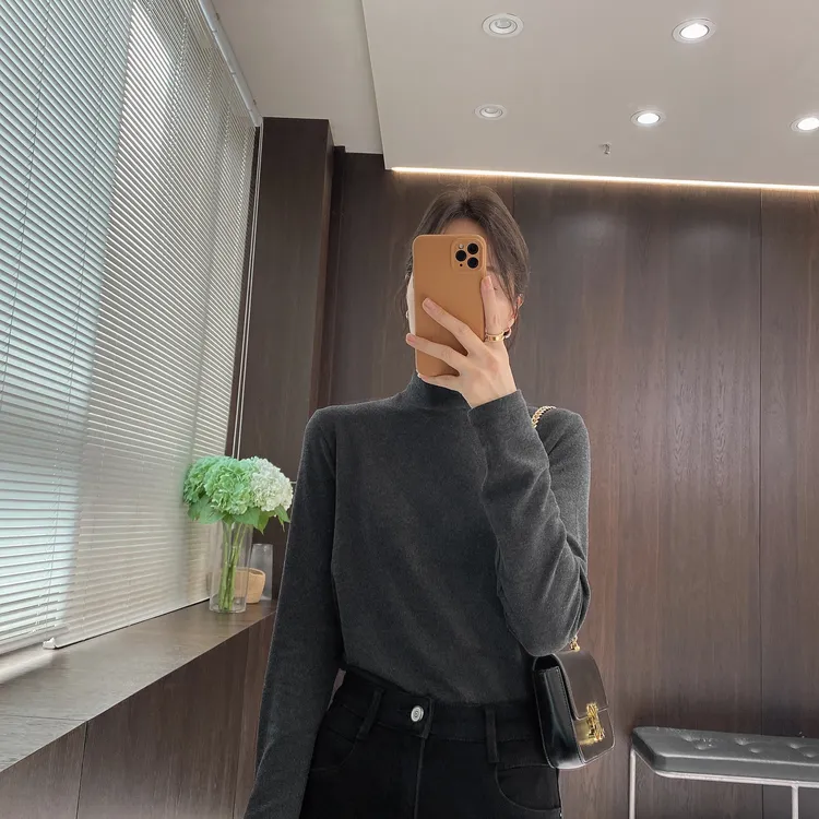 IMFLY金小金自制女装 打底T恤DYW10028秋冬简约半高领纯色内搭