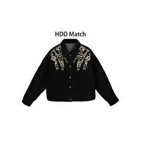 HDD- "牛仔篇幅" 棉 秋季刺绣花朵工艺定制牛仔外套 Y8847  