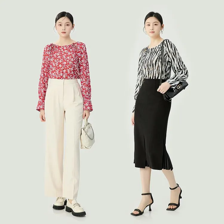 哥弟 浪漫碎花方领长袖显瘦衬衣时尚女士夏季春夏130012外搭衬衫