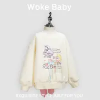 女童秋冬卡通加厚加绒卫衣套头长袖洋气蝴蝶结上衣潮汉服W5069