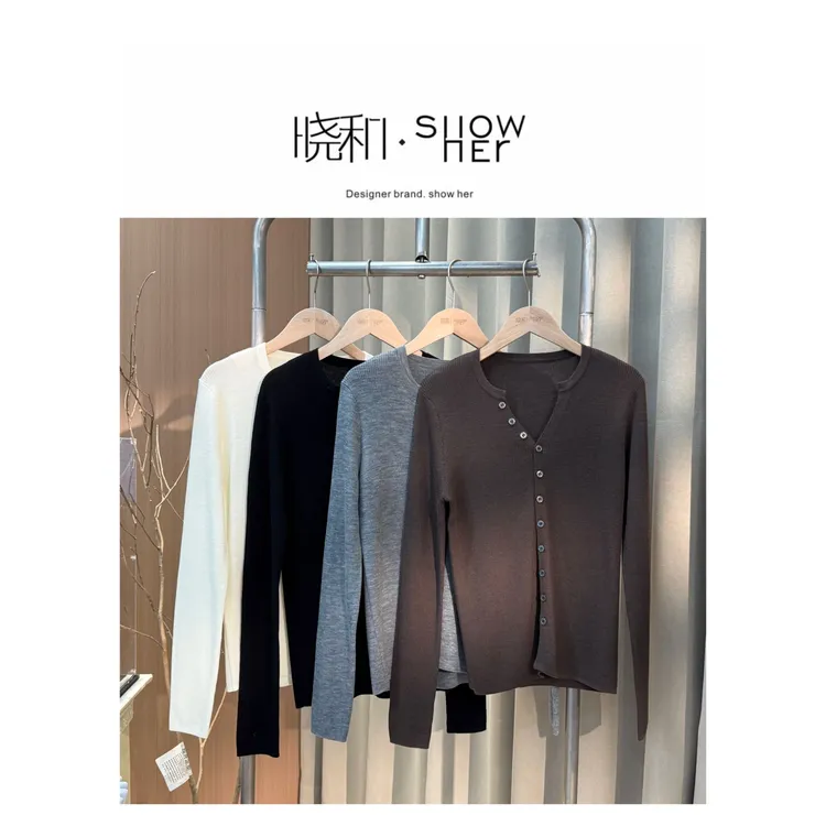 SHOW HER【深沫】25秋冬‘’100羊M''毛针织衫宽松型针织秋季长袖纯色