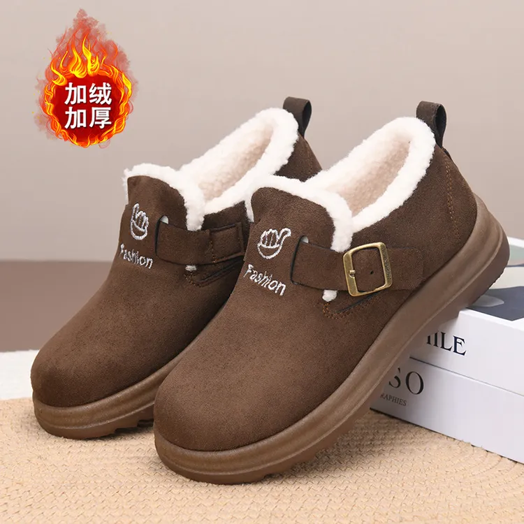 冬季爆款复古松糕底厚底勃肯鞋女棉鞋软底防滑加绒加厚保暖雪地靴