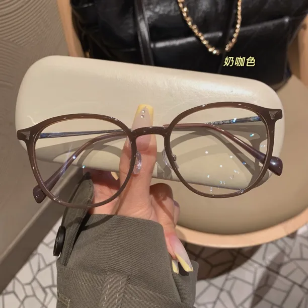 景拓新款显脸小眼镜可配度数近视圆脸显瘦防蓝光眼镜框护眼奶咖镜商品图