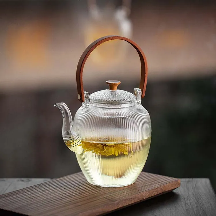 日式木把提梁玻璃茶壶大容量耐高温可加热电陶炉煮茶壶烧水壶耐热