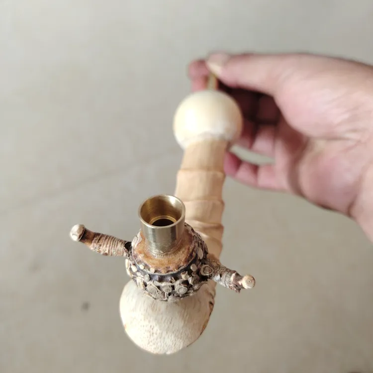 手工打造金竹杆紫竹小斗怪噜烟斗，三用火口，长20公分，木转运珠