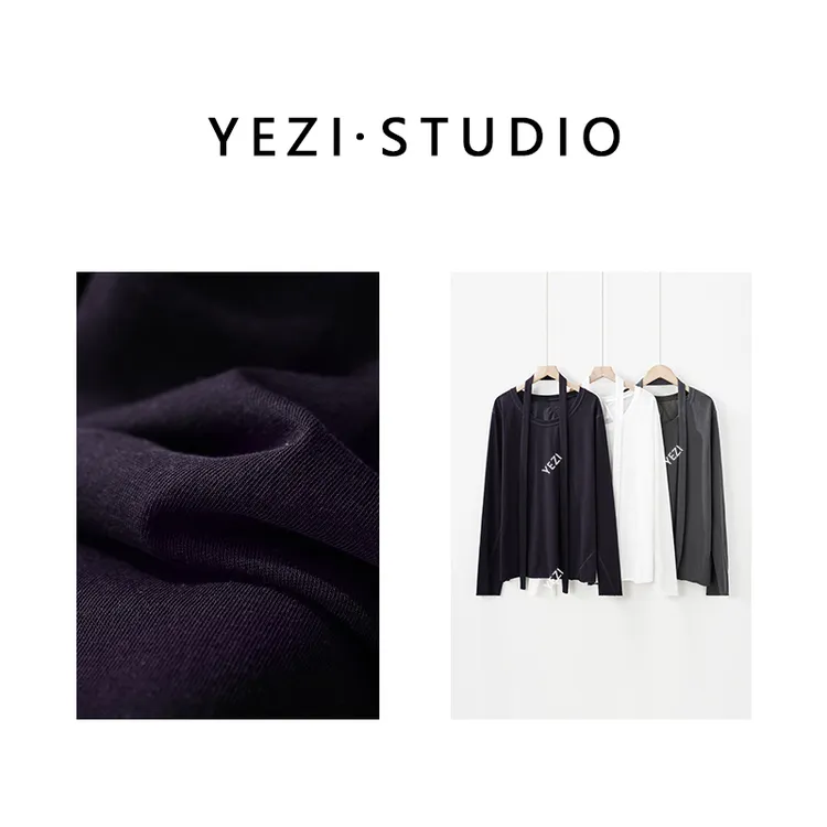 【时髦精】雪花棉飘带挂脖圆领时尚慵懒舒适长袖T恤25317010