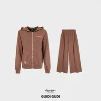 GUIDI GUDI【溪流】百搭印花运动风两件套/黄加蓝