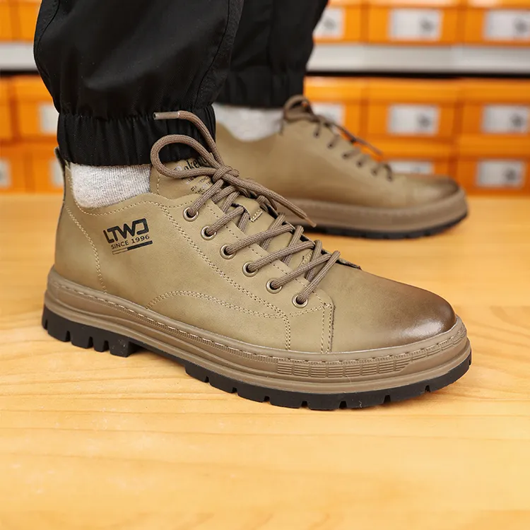 2026春夏新款真皮男士休闲皮鞋户外百搭防滑英伦风工装鞋透气男鞋商品图