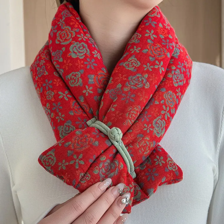 秋冬天然棉花围脖护颈椎保暖围巾发热脖套披肩防寒lby