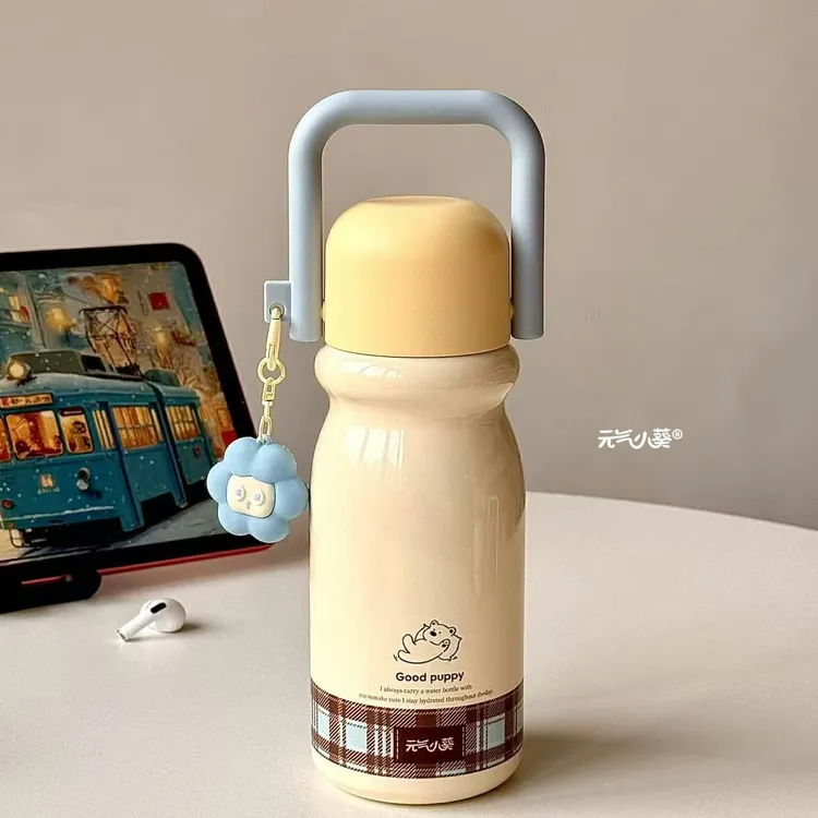 ins女生新款可爱保温杯不锈钢小众卡通高颜值便携三饮学生吸管杯