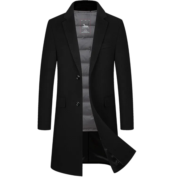 埃登高端款100%羊毛男士羊毛大衣中长款毛呢大衣秋冬款加厚内胆