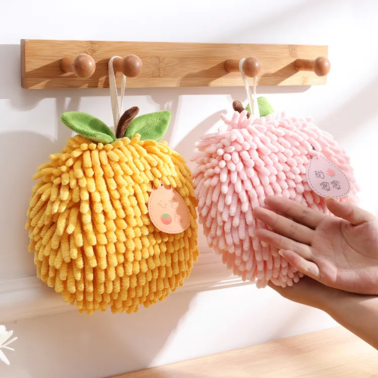 擦手巾挂式擦手球加厚抹布吸水不掉毛厨房专用雪尼尔毛巾可爱