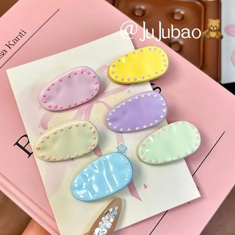 日韩可爱手绘波点小水滴鸭嘴夹ins简约百搭刘海边夹小众精致头饰