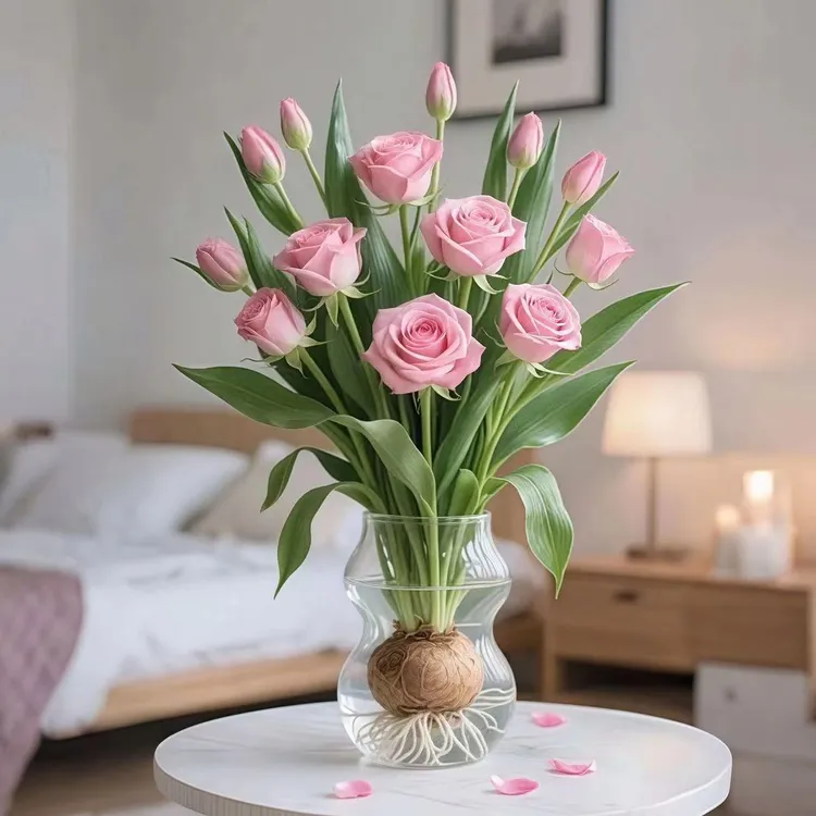 【新款发三颗】浓香型玫瑰花水培耐寒热花卉办公室内绿植盆栽