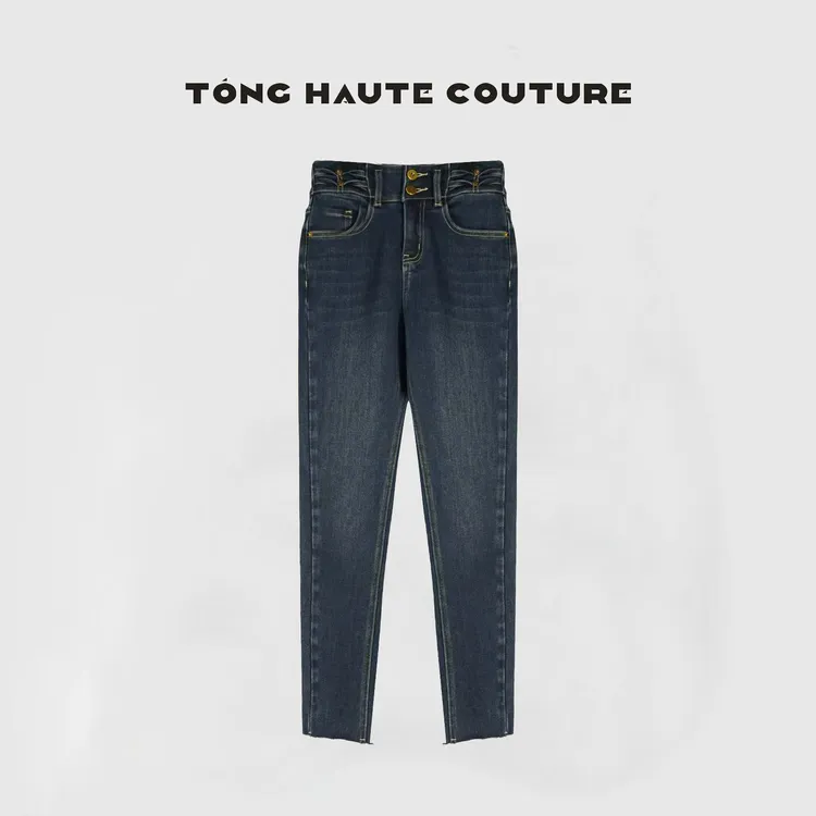 【薄雾】冬季新款高腰设计师款百搭时尚磨毛加绒牛仔裤 YK141