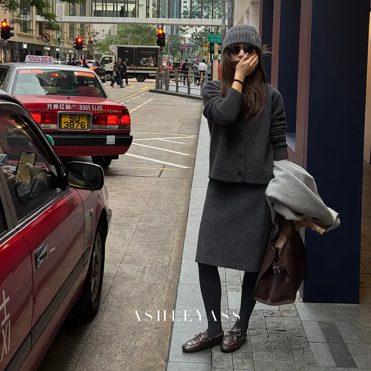 【ASHLEYASS】“单排门襟灰色羊毛开衫”精仿织就毛针织衫LSM251268W