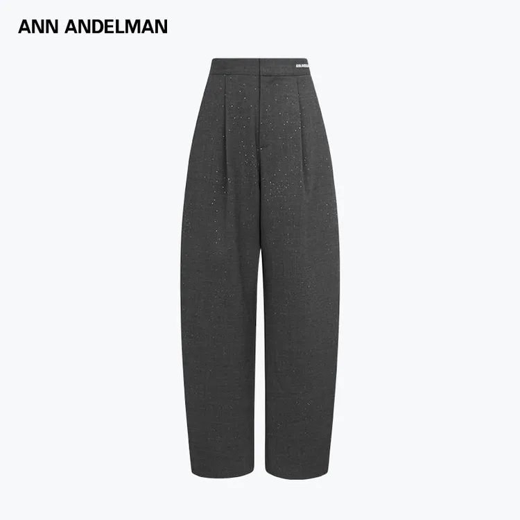 【商场同款】ANN ANDELMAN 2025年新款阔腿宽松休闲裤满钻弯刀西裤