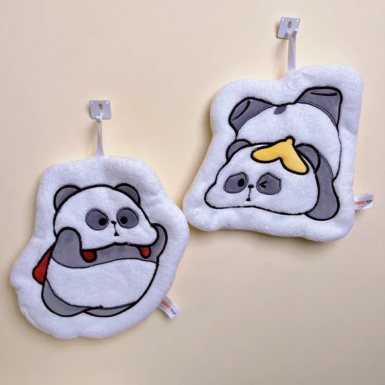 耙老师家族可爱卡通挂式吸水擦手巾加厚速干厨房浴室毛巾手帕