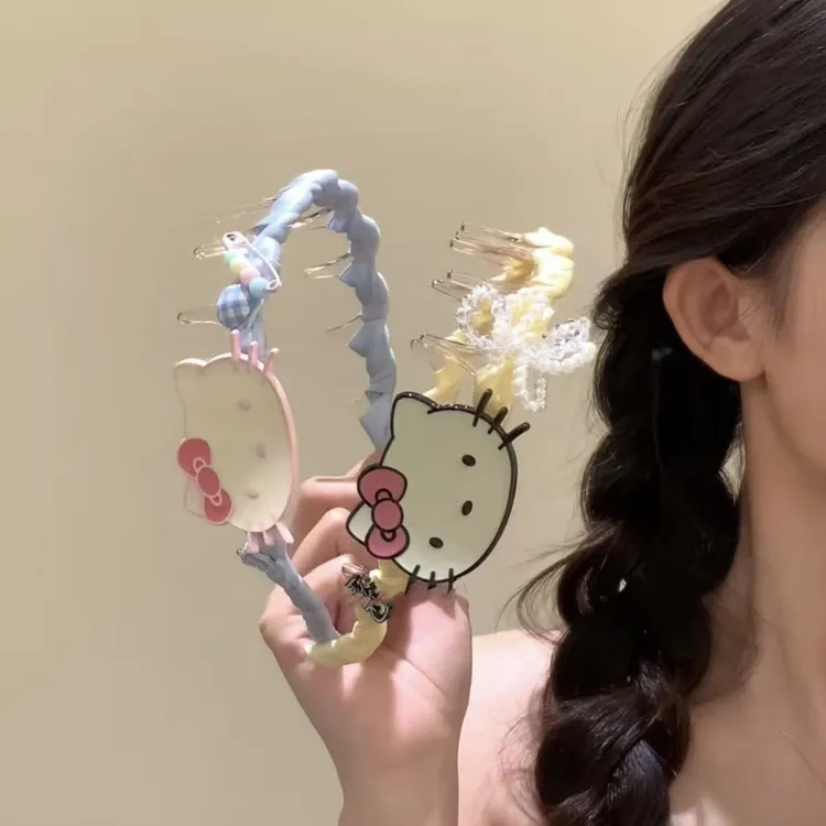 可爱卡通KT猫发箍女高颅顶带齿波浪洗脸发卡甜美少女头饰发饰