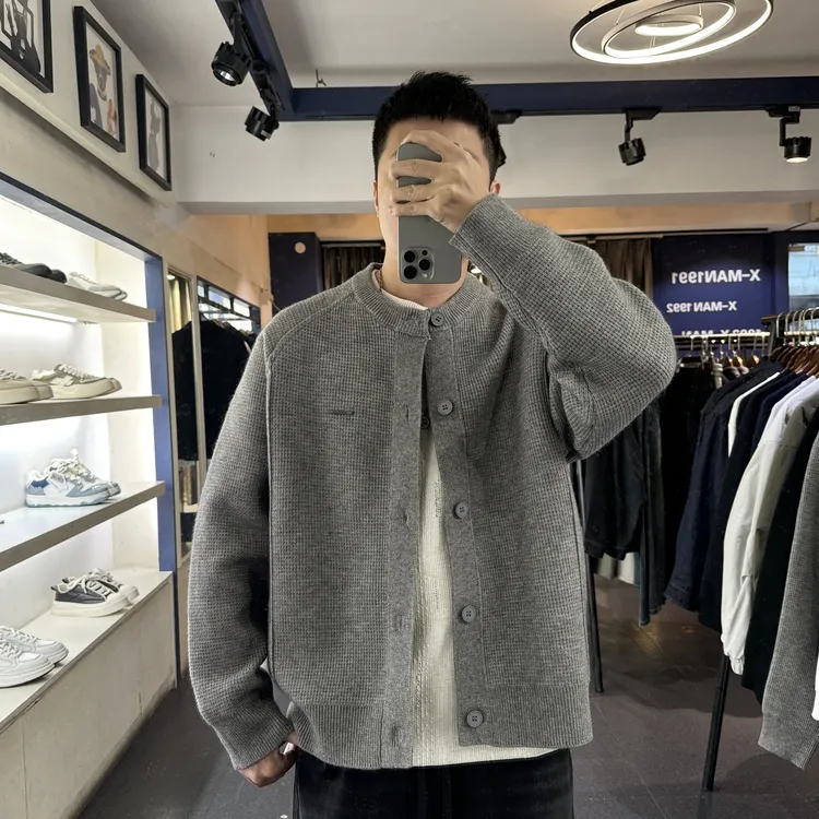 KP-X重磅高密开衫秋季慵懒松弛老钱高级感百搭宽松男士针织衫外套