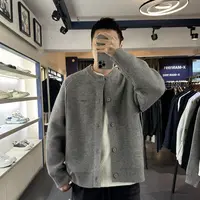 KP-X重磅高密开衫秋季慵懒松弛老钱高级感百搭宽松男士针织衫外套