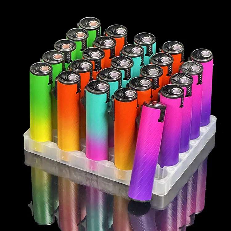 圆筒爆款金属蓝焰直冲防风一次性打火机简约便捷家用时尚耐用