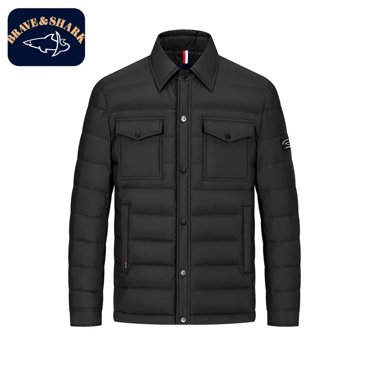BRAVE&SHARK/勇士鲨鱼男款户外休闲轻薄翻领鹅绒羽绒服短款