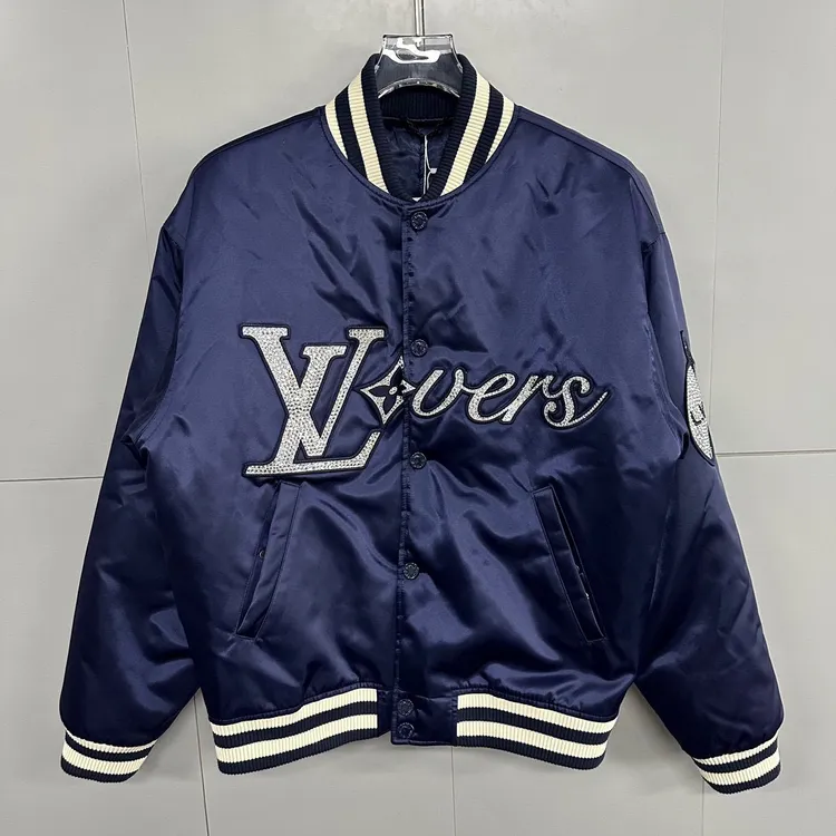 全新/LV SS25 条纹字母刺绣棒球服外套 48码 J01495
