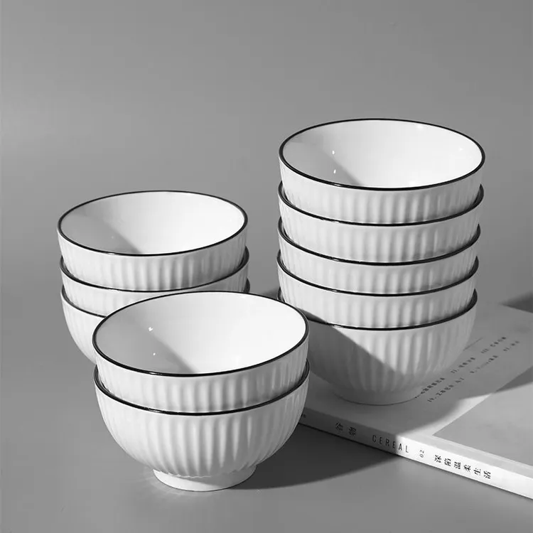 【应州专属】4.5英寸日式家用山田碗10只装米饭碗简约竖纹网红餐具