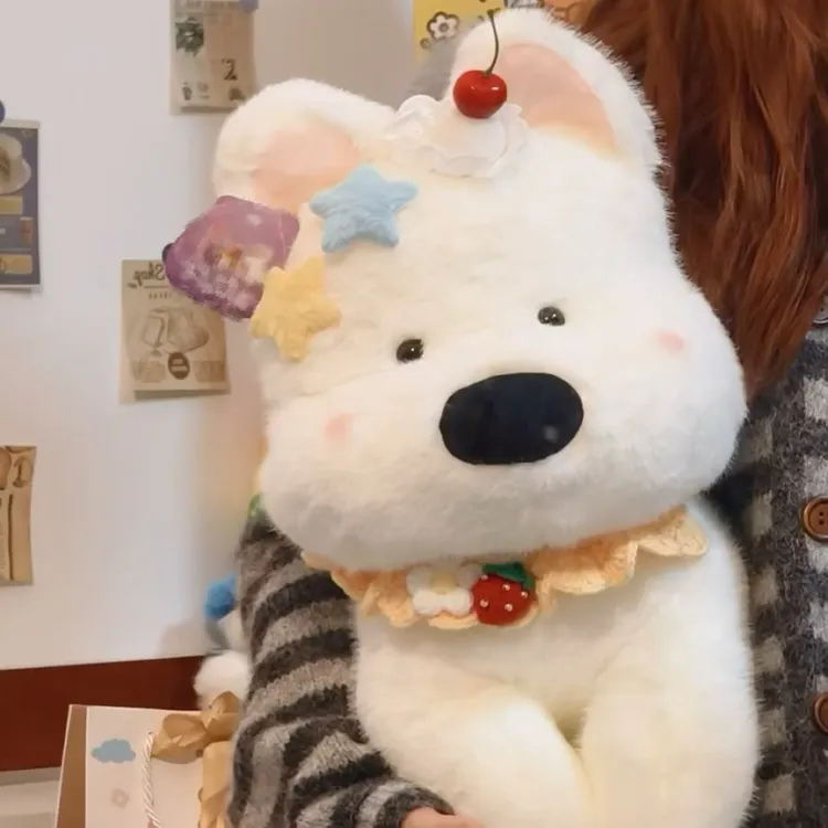 【宝贝】可爱坐姿西高地小狗毛绒玩具围兜狗布娃娃玩偶公仔少女礼物