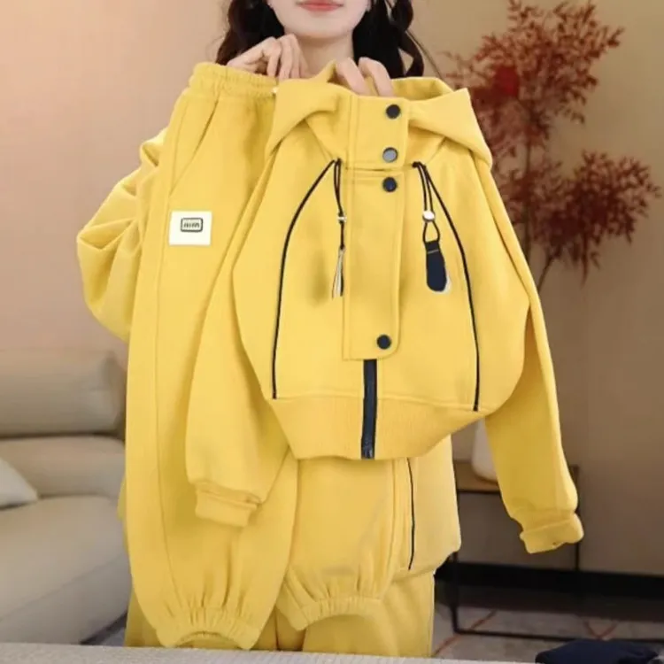 儿童套装2025春秋新款洋气男女宝运动休闲韩版时髦炸街连帽两件套