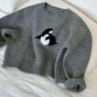 新款气质休闲韩版简约圆领企鹅套头毛衣Z666