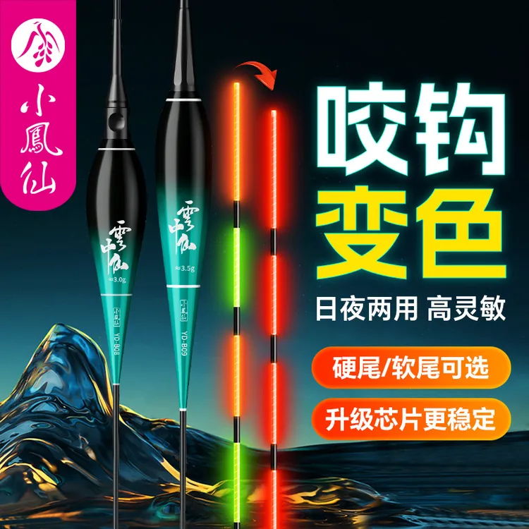 小凤仙电子大物夜光咬钩变色鱼漂日夜两用浮漂渔具连冠鲤炮