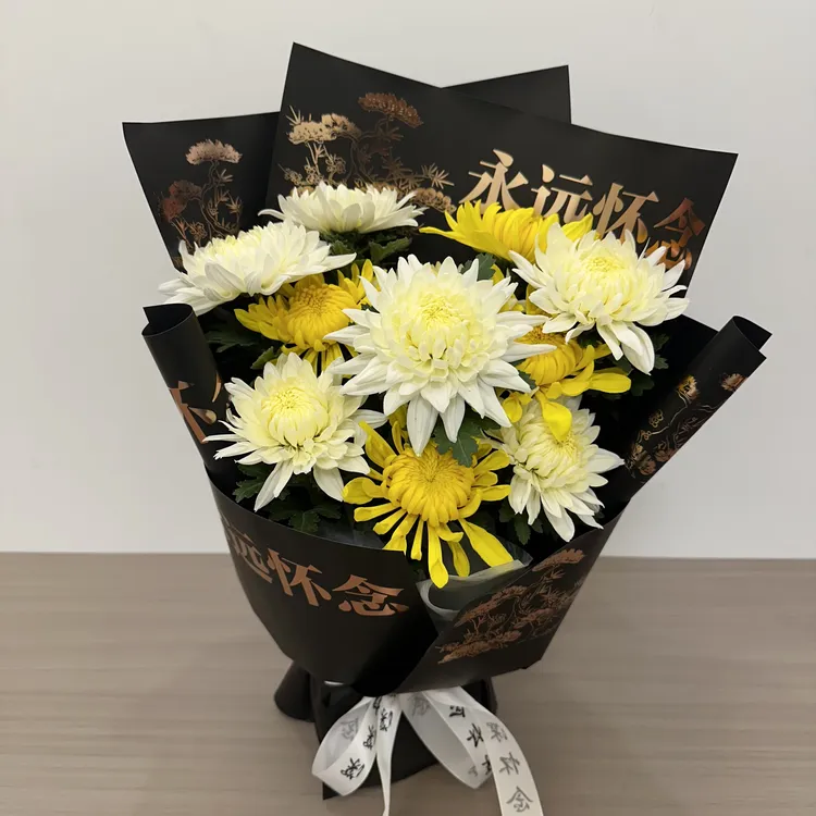预定五七百日周年新鲜手捧菊花鲜花带花泥成品发货思念纪念鲜菊花