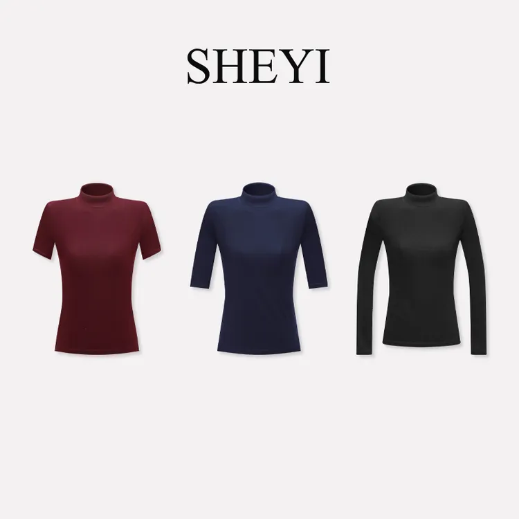【秋日开场】“天丝羊毛”半高领中袖显瘦百搭高级洋气长袖t恤女上衣